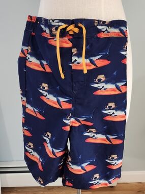 Tommy Bahama Navy Swim Shorts Sharks With Drawstring